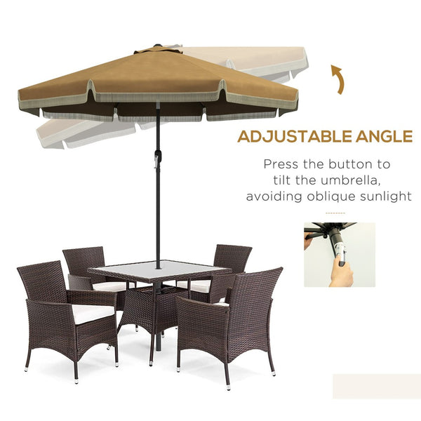 English Elm Outsunny 9Ft Ruffled Patio Umbrella With Crank & Tilt, Stylish Sunshade For Gardens, Decks & Pools W2225P200641-GIGA
