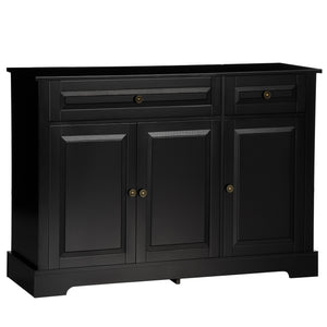 English Elm HOMCOM Modern Sideboard Buffet Cabinet with 2 Drawers, Adjustable Shelves, Anti-Tip Sturdy Storage Black W2225P173877