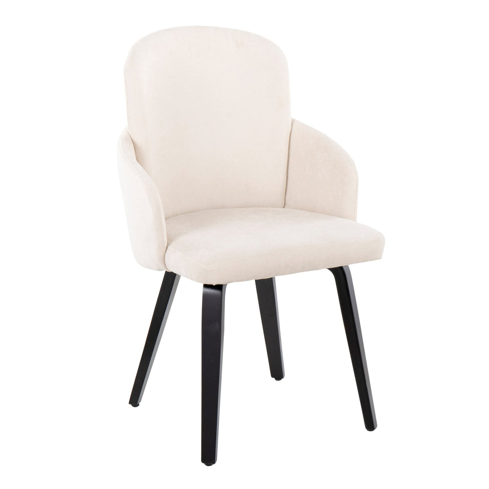 English Elm Dahlia Contemporary Dining Chair Set Of 2 In Black Wood & Cream Fabric With Chrome Accent Elegance B202S01207