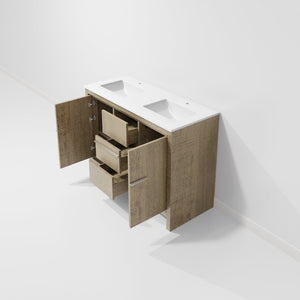 English Elm Rustic Acacia Double Bath Vanity 48" W X 20" D With Durable Cultured Marble Top & Soft-Close Drawers B2731P259408-GIGA