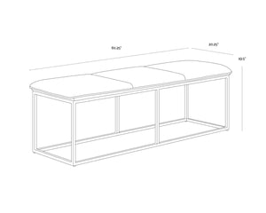 Sunpan ALLEY Bench - Elegant Burnished Brass Frame with Durable Piccolo Prosecco Fabric for Any Space 105517
