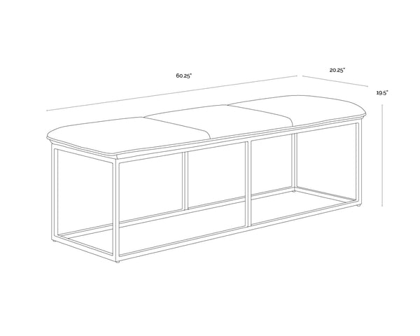 Sunpan ALLEY Bench - Elegant Burnished Brass Frame with Durable Piccolo Prosecco Fabric for Any Space 105517