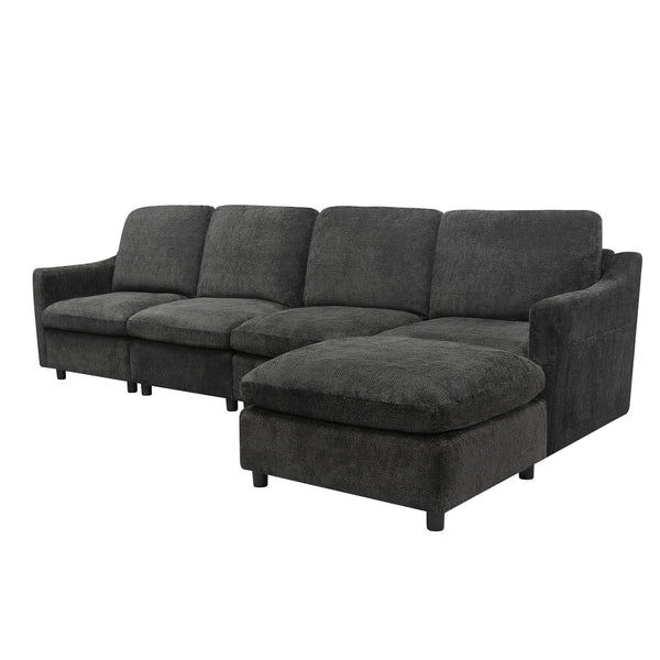 English Elm Modern Oversized Deep Seat Sectional Sofa with Reversible Chaise, Plush Loop Yarn, Memory Foam Comfort W1183S00012