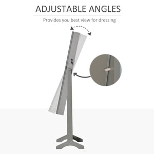 English Elm HOMCOM Lockable Floor Jewelry Armoire with LED Lights, Full-Length Mirror, 100+ Slots & Shelves Grey W2225P217022