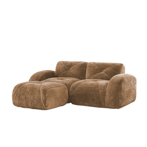 English Elm L-shaped Velvet Sectional Sofa Tufted Modular Design with High Density Foam Boneless Build Camel W714S01591