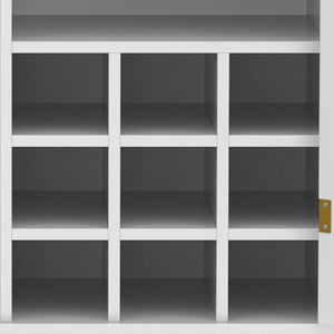English Elm Modern Fluted Bar Cabinet with Wine Rack Glass Holders Adjustable Shelving and Hidden Drawer White N728P438606W