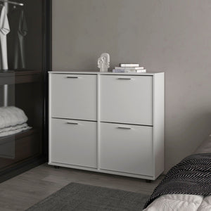 English Elm FM Nutrioso Tilt-Out Shoe Cabinet with Scratch-Resistant Finish, Space-Saving Design for Small Rooms White 47.64 L x 25.59 W x 4.72 H B128P301380