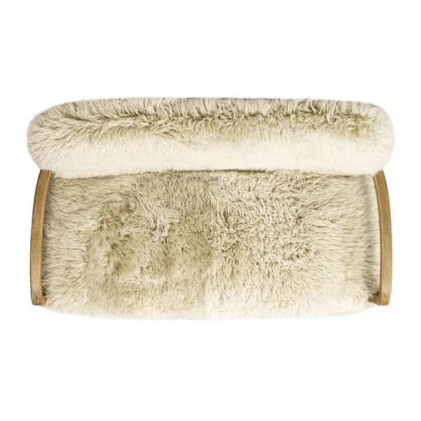 English Elm Jennifer Taylor Home - Enchante Taupe+Natural 52.5" New Zealand Sheepskin Loveseat with Oak Arms, Plush Foam & Spring Comfort B2719P238269