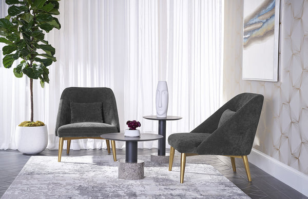 Sunpan Monaco End Table: Modern Elegance with Unique Marble Design and Durable Iron Base for Any Room Black / Grey Marble / Raw Umber