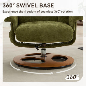 English Elm 069dr-ergonomic Swivel Recliner with Massage Heating Chenille Wingback Lounge Chair Green W527S00011