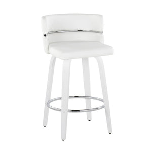 English Elm Fixed-height Swivel Counterstools Faux Leather Seat Chrome Footrest Kitchen Island Set B202S01801