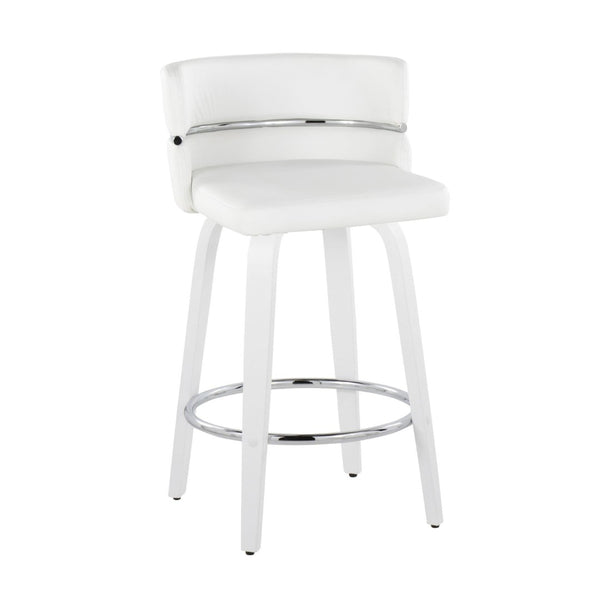 English Elm Fixed-height Swivel Counterstools Faux Leather Seat Chrome Footrest Kitchen Island Set B202S01801