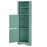 English Elm Tall Bathroom Corner Cabinet, Freestanding Storage Cabinet With Doors and Adjustable Shelves, Mdf Board, Green