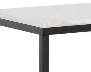 Sunpan Ellery Console Table - Modern Elegance with White Marble Top & Matte Black Steel Base, Handcrafted Beauty