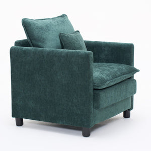 English Elm Comfy Modern Accent Chair Thick Cushioned Seat with Pillow Set for Reading Nooks W1893P396306