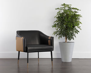 Sunpan CARTER Lounge Chair - Two-Tone Napa Faux Leather with Barrel Back Design, Ideal for Home & Office 106723