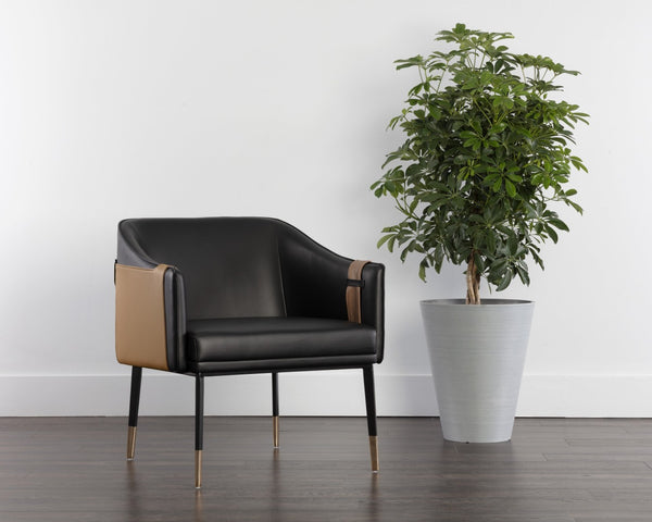 Sunpan CARTER Lounge Chair - Two-Tone Napa Faux Leather with Barrel Back Design, Ideal for Home & Office 106723