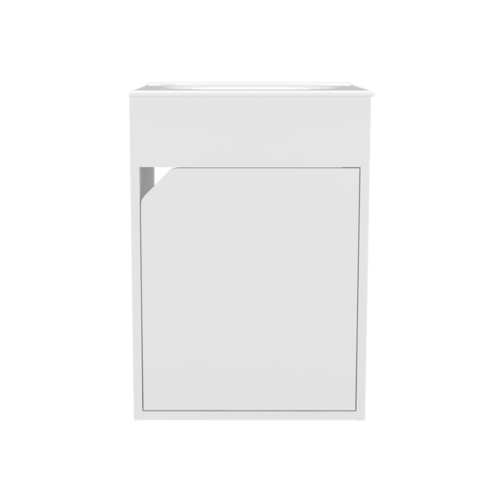 English Elm Bethel Floating Wide One-Door Vanity 15.7" Wall-Mounted Resin Sink White Compact Modern Storageဒီ B200P335301