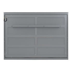 English Elm Queen Murphy Wall Bed with Dual Piston Mechanism Space Saving Mdf Cabinet Frame Gray LP000665AAE-2