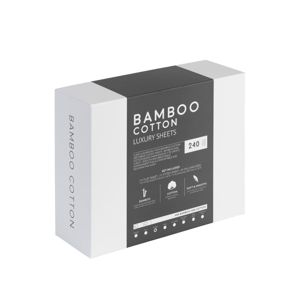 English Elm Bamboo Cotton Blend Sheet Set Breathable Moisture Wicking Soft Weave for Cool Sleep Light Gray B180P172137