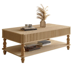 English Elm Mirrored Console Table Silver Glam Entryway Piece with Geometric U Base and Etched Detail Natural Wood W1445P370478