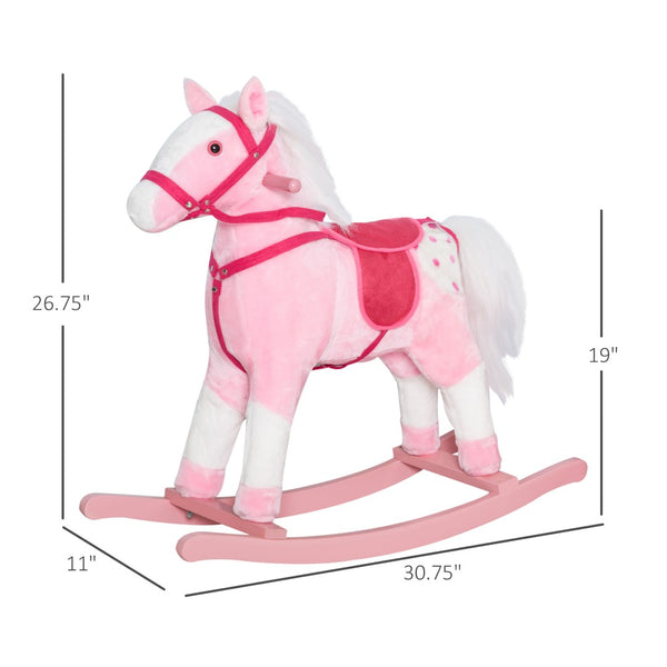 English Elm Rocking Pony Ride on Toy with Electronic Sounds Plush Saddle Metal Frame Toddler T3971P383488