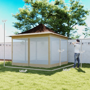 English Elm Adjustable Pop up Gazebo with Mesh Walls Oxford Fabric Canopy for Patio Garden T3971P426996