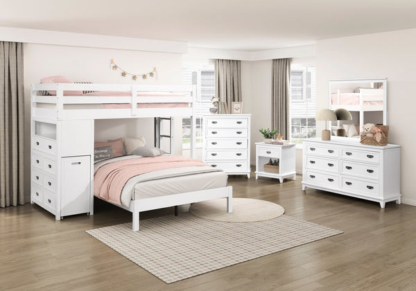 English Elm White Nightstand with Drawer & Shelf, Classic White Finish, Dovetail Drawer, No Assembly Needed —26"H bedside storage blend B011P365522