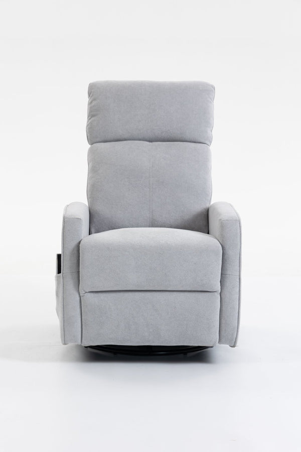 English Elm Short Plush Swivel Recliner Armchair with 360 Degree Rotation for Living Room Grey W547P437355