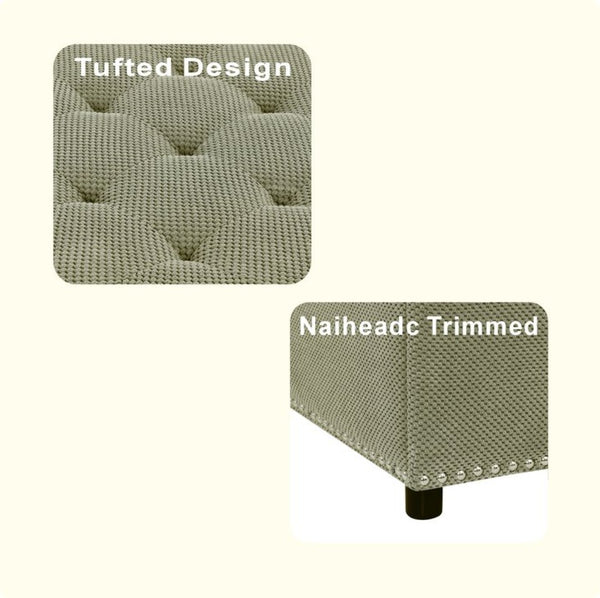 English Elm Storage Ottoman Tufted Nailhead Trim Lift Top Footstool for Living Room or Bedroom Camel W5568P447106