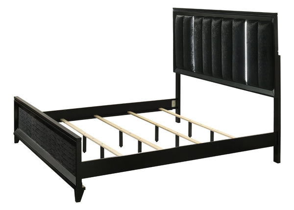 English Elm Espresso Eastern King Panel Bed Faceted Wood Frame Transitional Bedroom Design B2741S00914