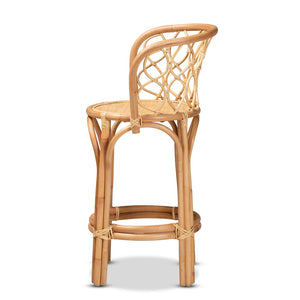 English Elm Modern Handwoven Rattan Counter Stool with Curved Back for Kitchen Island Seating B2750P470026