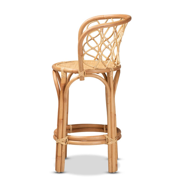 English Elm Modern Handwoven Rattan Counter Stool with Curved Back for Kitchen Island Seating B2750P470026