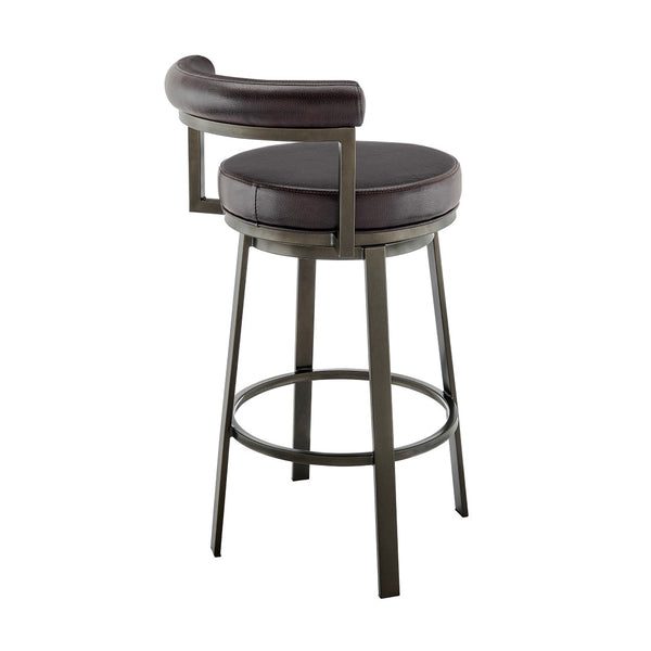 English Elm Reuben Swivel Counterstool with Faux Leather Seat and Industrial Black Metal Frame Brown B2736P464848