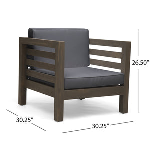 English Elm Christopher Knight Home® - OANA Outdoor Club Chair with Acacia Wood Frame, Removable Cushions, Slatted Design for Quick Drying Grey 65546.00DGRY