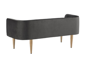 Sunpan Sammy Bench - Elegant Upholstered Seating with Gold Stainless Steel Legs for Stylish Interiors Grey Sky