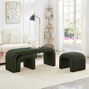 English Elm Set U-Shaped Modern Teddy Ottoman Bench Set of 3 — Versatile Entryway, Bedroom & Living Room Seating Dark Green W2186P282495