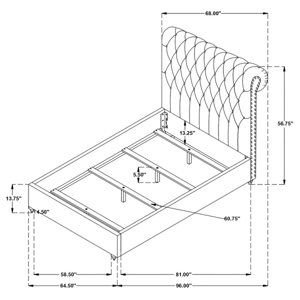 English Elm Clemence Beige Tufted Queen Bed – Luxurious Upholstered Design With Diamond Headboard & Classic Appeal B062S00943