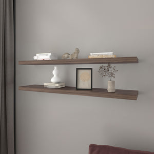 English Elm Floating Shelf Lyle Dark Walnut - Set of 2 Engineered Wood Wall Shelves, Space-Saving Modern Display (48") B092P238749