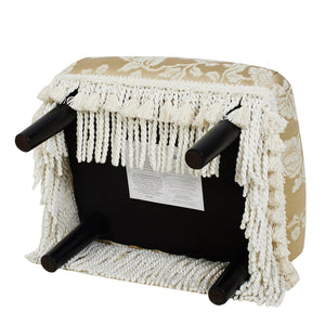 English Elm Jennifer Taylor Home - Fiona Elegant Footstool Ottoman - Handcrafted Champagne Beige Floral Jacquard For Versatile Use B2719P238152