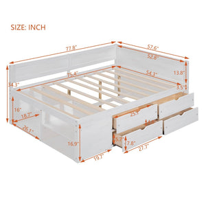 English Elm Full Size Daybed with Storage Drawers Open Shelves Low Profile Contemporary Frame White LP102023AAK-1