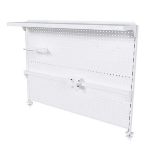 English Elm Clamp-on Steel Pegboard Desk Organizer with Monitor Arm Shelf and Movable Panel W2700P346783