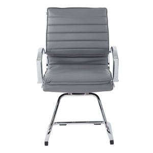 OSP Home Furnishings Guest Faux Leather Office Chair with Chrome Sled Base and Ergonomic Lumbar Support Charcoal SPX23595C-U42