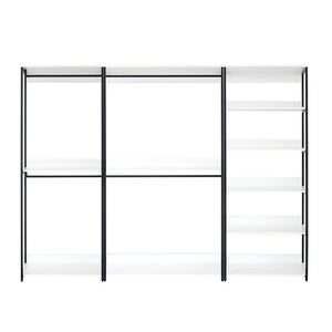 English Elm Fiona White 111" Freestanding 3-Tower Walk-In Closet System – 7 Shelves, Eco Wood + Powder Frame B040S00088
