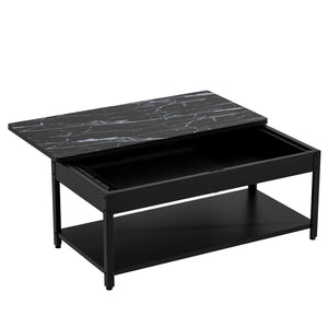 English Elm Rectangular fingerprint-secure coffee table with hidden safe, waterproof steel build and modern style Black W396P307337