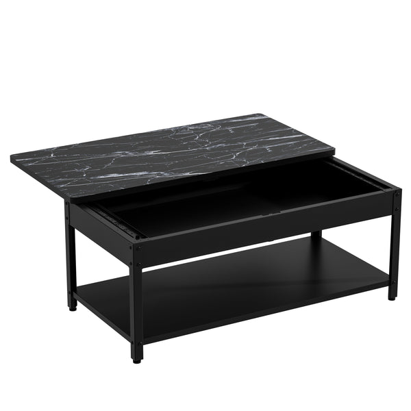 English Elm Rectangular fingerprint-secure coffee table with hidden safe, waterproof steel build and modern style Black W396P307337
