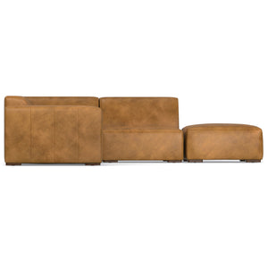 English Elm Rex Handcrafted Right Sectional Sofa with Ottoman — Eco-Friendly Performance Fabric, Durable Comfort Brown B136P199271