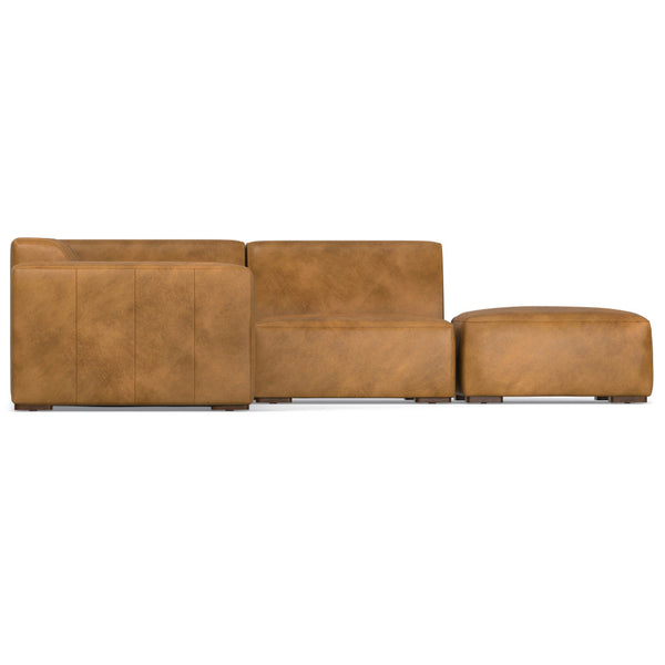 English Elm Rex Handcrafted Right Sectional Sofa with Ottoman — Eco-Friendly Performance Fabric, Durable Comfort Brown B136P199271