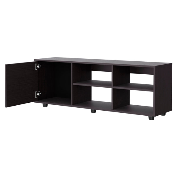 English Elm FM Parker TV Stand with Door and Open Shelves for Large TVs, Minimalist Storage and Modern Style Wenge 53 L x 21 W x 5 H B128P269886