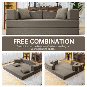 English Elm 2-In-1 Convertible Modular Sofa Bed With Memory Foam - Stylish Khaki Couch, No Assembly Needed! W3653P355640